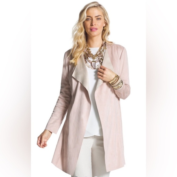 Chico’s Faux Suede Peach Double-Face Duster Cardigan Size XL - Picture 7 of 12